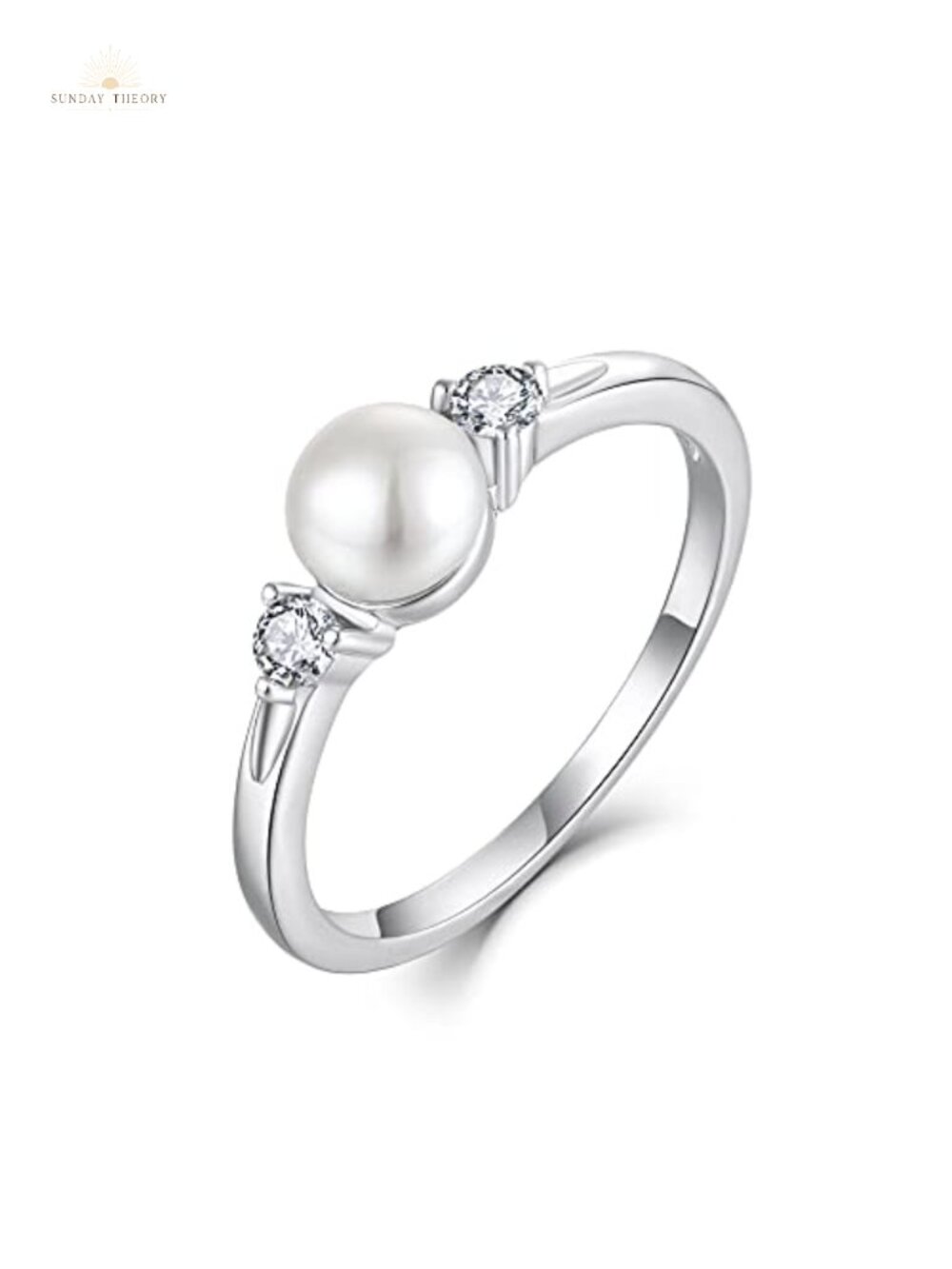 925 Sterling Silver Freshwater Cultured Pearl Ring with Cubic Zirconia